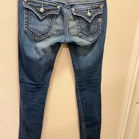 Miss Me Blue Skinny Jeans with Vintage Distress size 27 - Picture 2 of 9